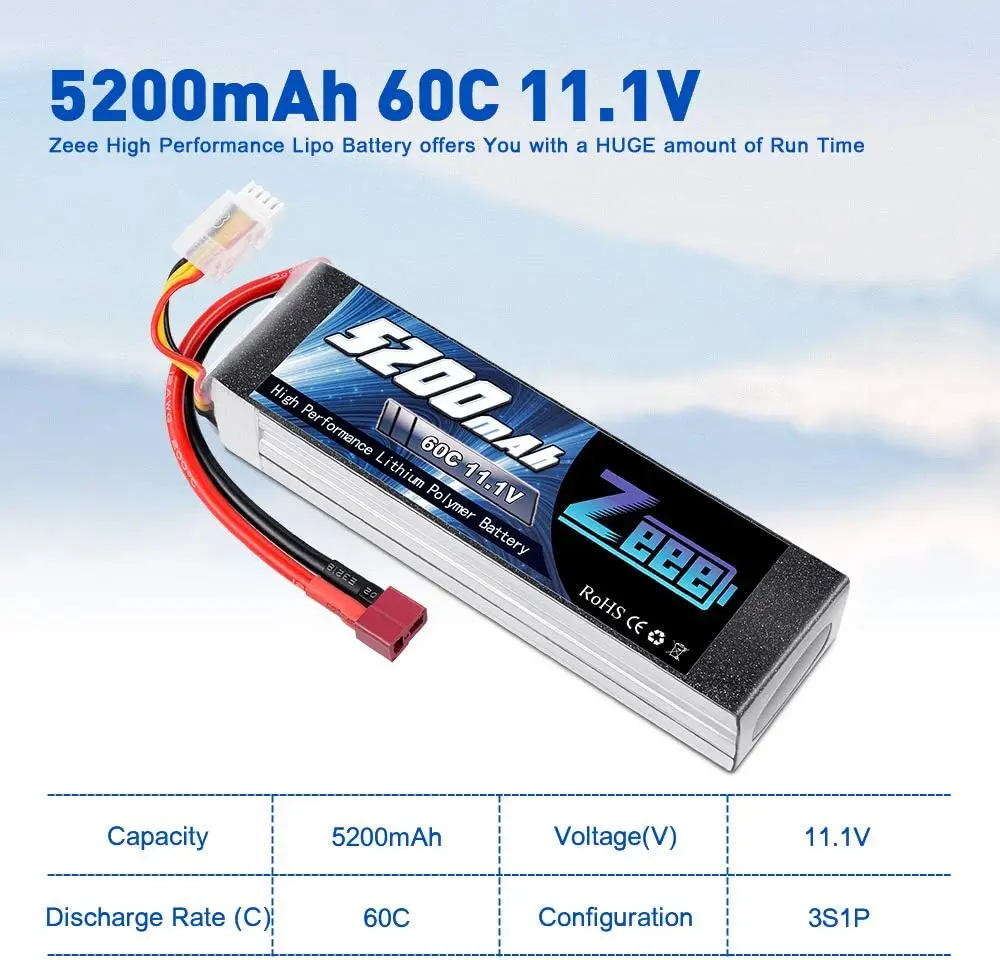 Zeee 3S Lipo 11.1V 5200Mah 60c Softcase Fpv Drone Batterij Met Deans Plug Voor Rc Auto Truck Helikopter Boot Lipo Hobby Rc Onderdelen