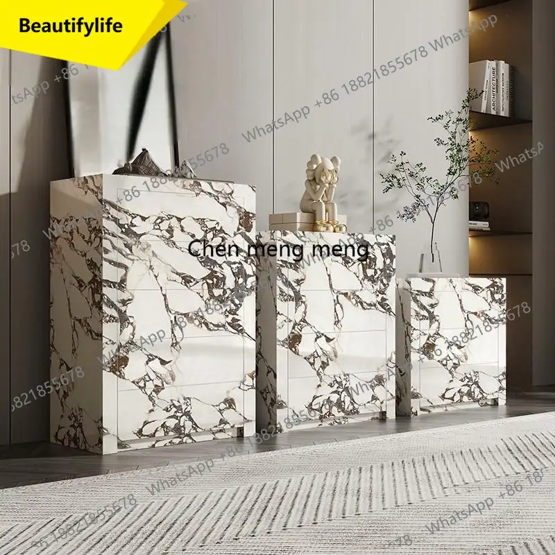 

Комод премиум-класса Calacatta Gold Marble A53 — шиферный шкаф для хранения с 5 ящиками и мягким закрыванием, индивидуальный настенный дизайн