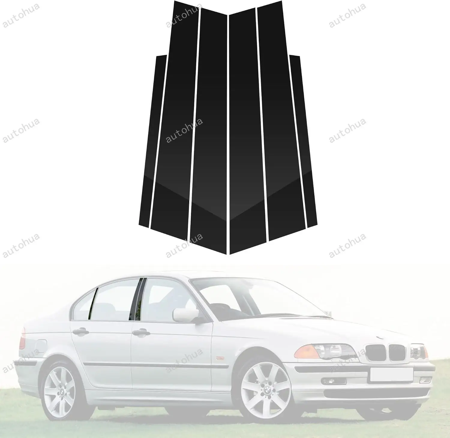 

Door Pillar Post Trim for BMW 3 E46 1997-2006 Side Door Pillar Anti Scratch Glossy PC Stickers Cover Moldings 6-pcs