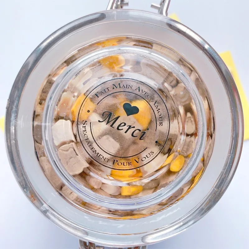 100 قطعة جولة الإسبانية MERCI الإيمان الرئيسي AVEC AMOUR هدية الزفاف لاصق سجل القصاصات الخبز الكوكيز DIY بها بنفسك اليدوية 3.5 سنتيمتر #4