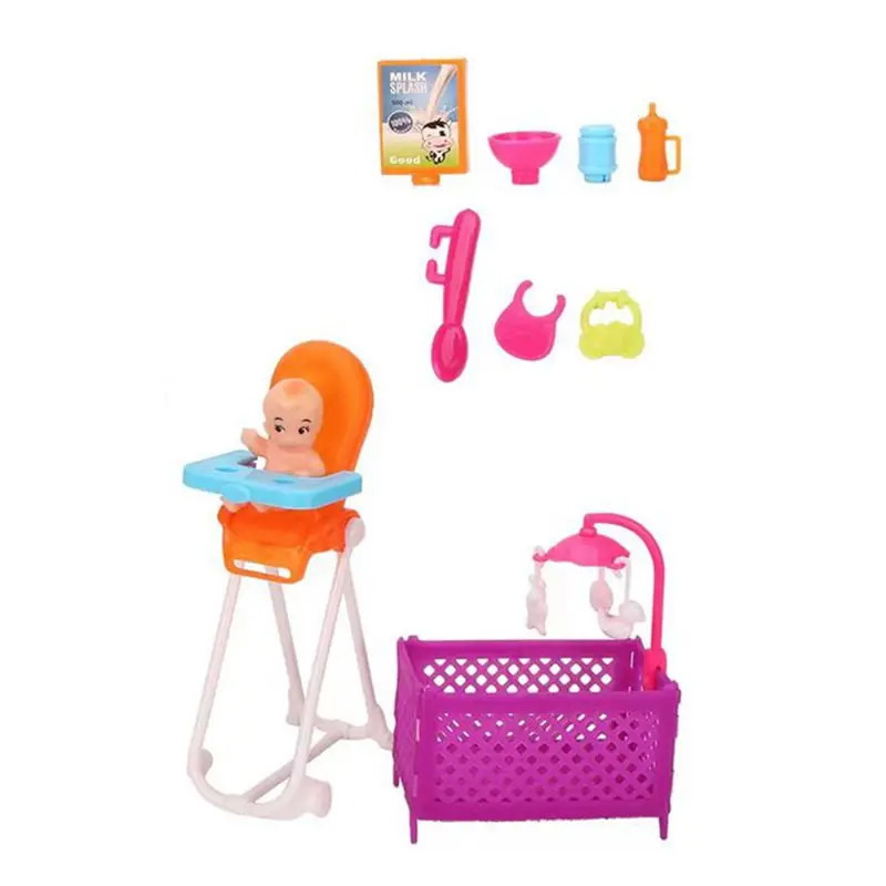 Doll Accessories Mini Dinner Chair Bed Dinning Set For Dolls Simulation Balance Bike Shoes Stroller DIY Play Toy Birthday Gifts