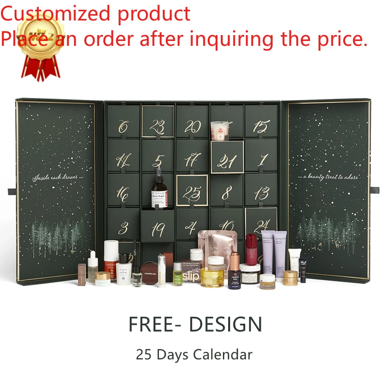 

Customization.Luxury Custom Empty Advent Calendar Box Eco-Friendly Recycled Materials with Embossing and Matt Lamination for Pho