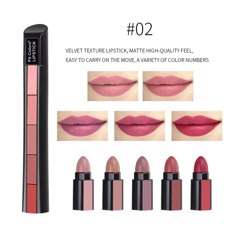 Rossetto opaco tazza antiaderente 5 colori rossetto Set Lip Gloss cosmetici Lip Tint Pigment Soft Mist Lips Makeup 5 In 1 Waterproof