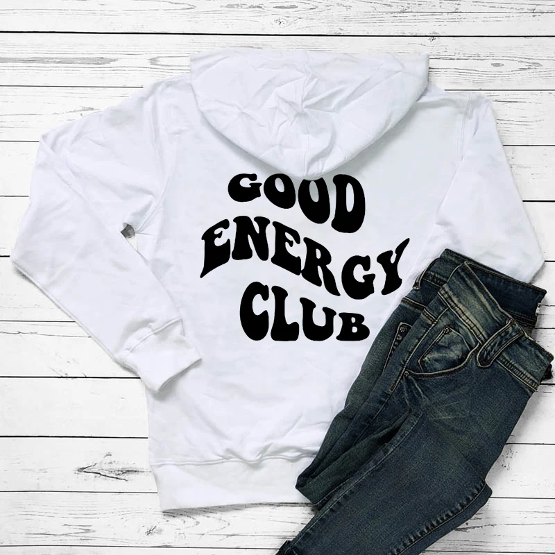 Женская толстовка с капюшоном Good Energy Club, модная Толстовка С Карманами в стиле преппи, Модный повседневный джемпер