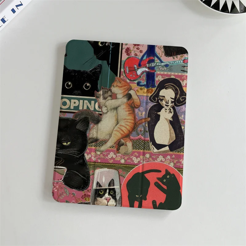 Funny Cat Tablet Case For Apple iPad Pro 2024 11 inch 2025 Air 5/4 10.9 iPad 10/8/9 9.7 10.2/10.5 mini 6/5 Cover with Pen Holder