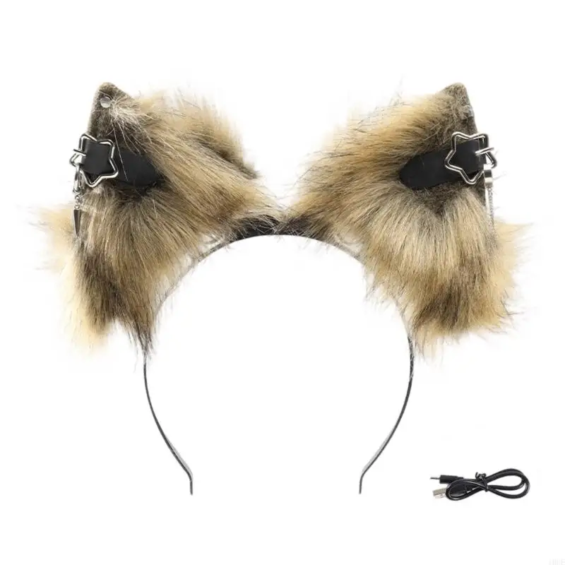 Musical Responsive Faux Hair Creature Ear Headpiece Rechargeable Through USB Cable 