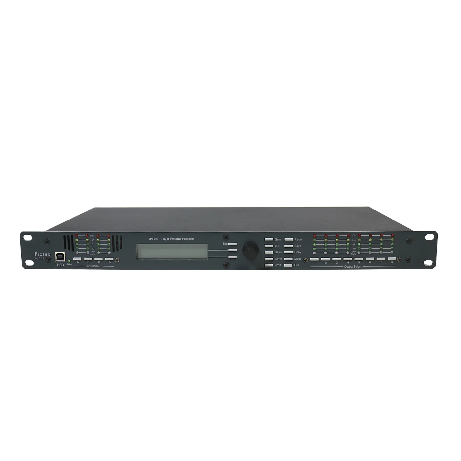 

4 Input, 8 Output Digital Speaker Processor With XLR Speaker Interface And 48 KHz Sampling Frequency