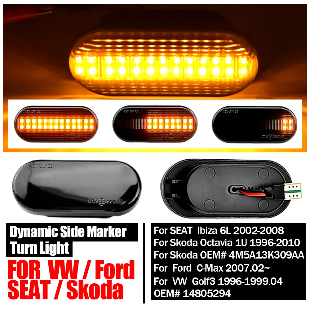 2piece Smoked Lens Amber LED Side Marker Light Turn Signal Light For VW Transporter T5 Polo Golf 3 4 Passat B5 Sharan Lupo Bora view 4