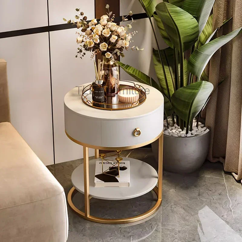 

Round Luxury Coffee Table Mobiles Flower Side Accent Centre Table Side Dressing Living Room Mesa Lateral Para Sal Home Furniture