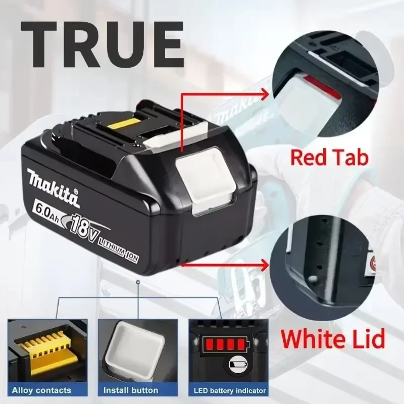 Makita-100% Original Rechargeable Power Tool Battery 5.0Ah 18V BL1830 BL1850 BL1840 BL1860 BL1815，Replaceable LED Lithium-ion