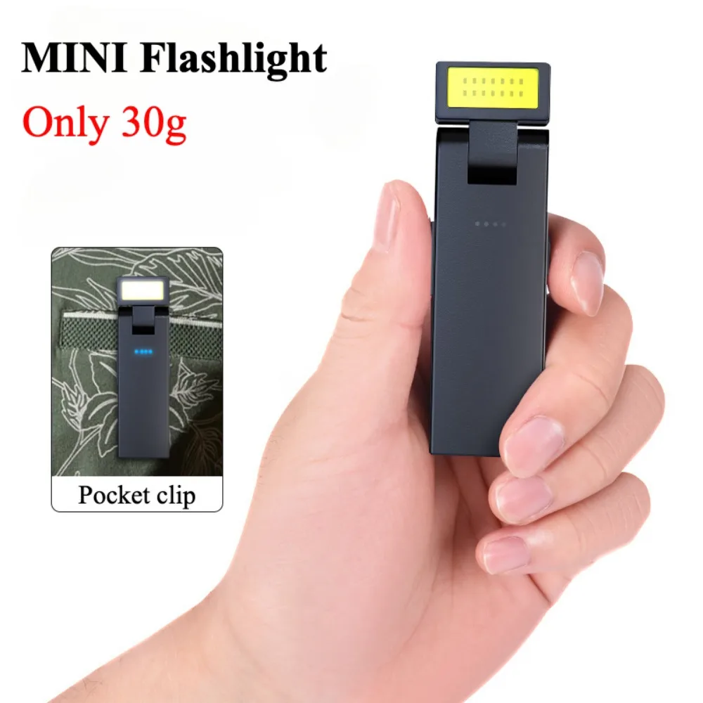 Portable MINI LED Flashlight Rechargeable Powerful Work Light 180° Rotatable Emergency Torch for Outdoor Camping Car Inspection