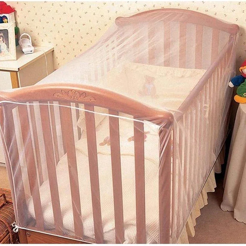 Summer Crib Mosquito Net Four Seasons Universal Foldable Breathable Crib Net Baby Bed Anti-mosquito White Mesh Cover 135*60*90CM