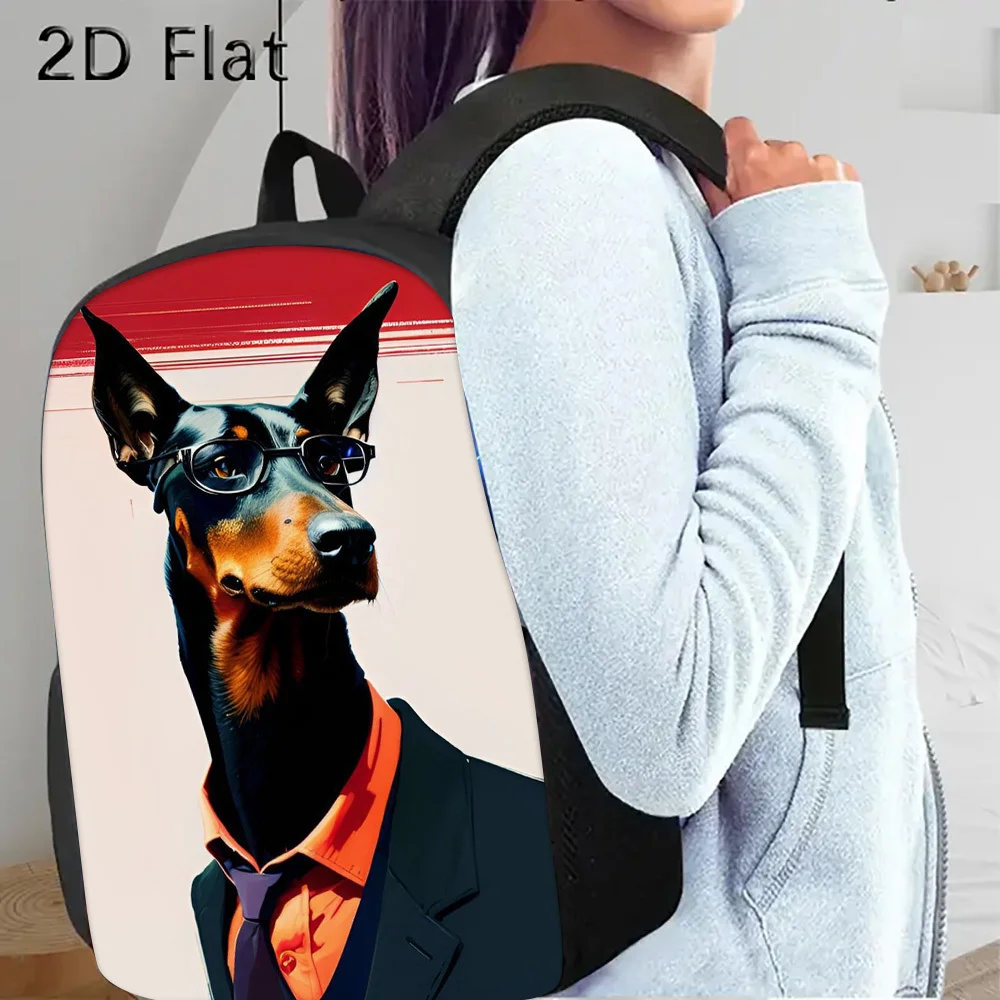 

Winter Valentine's Day Easter 1 Doberman Laptop Bag and Backpack Fashion Design Backpack, Large Capacity School Bag