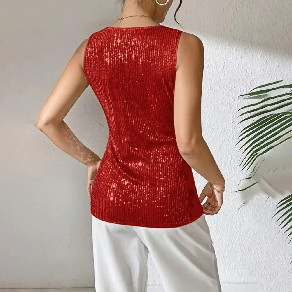 

Women Solid Color Tank Tops Loose Crew Neck Sleeveless Vests Tops Summer Sequin Tank Top Camisole Women Slim Fit Casual Tee