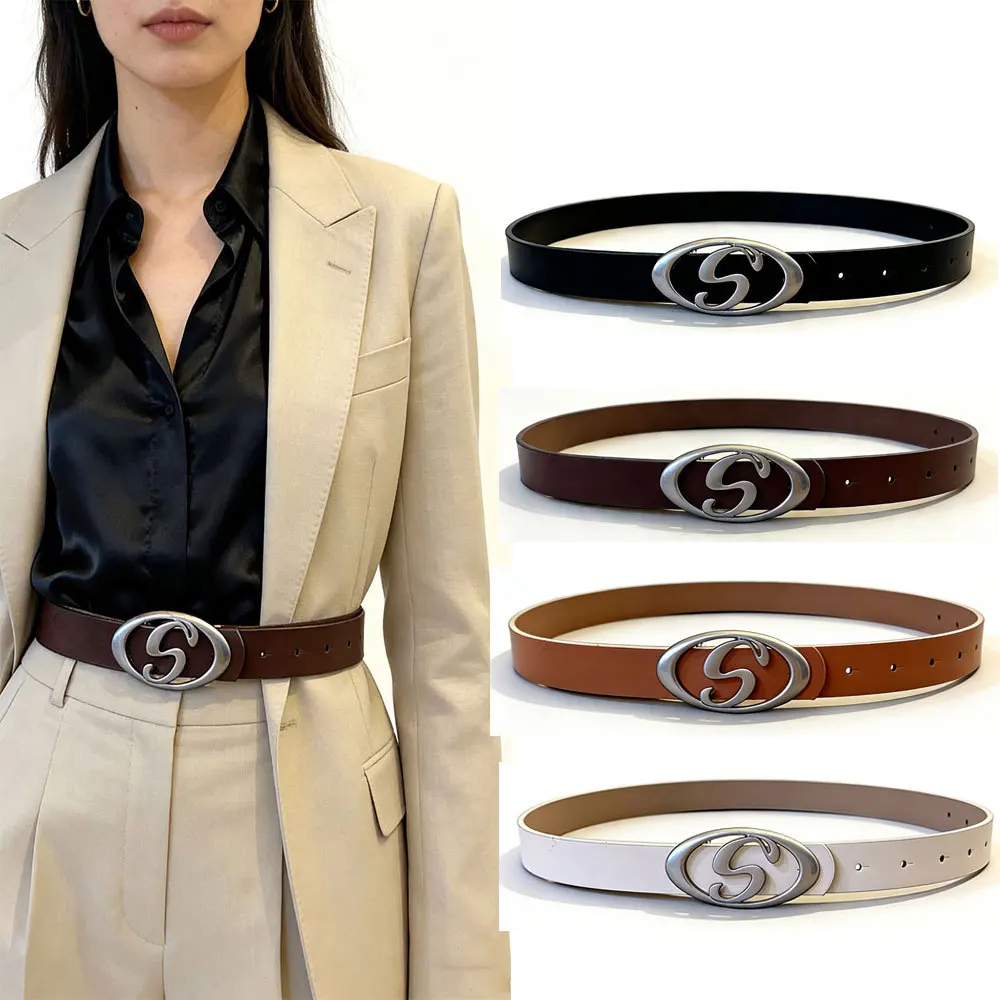Y2K Luxury Designer S Buckle Belt PU Leather Punk Gothic Corset Waistband Fashion Women Waist Straps Accessory For Jeans Outfits