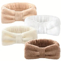 1/4PCS Spa Headband for Makeup and Washing Face Hair Bows Terry Cloth Hairband Shower Elastic Head Band Wrap for Girls and Women