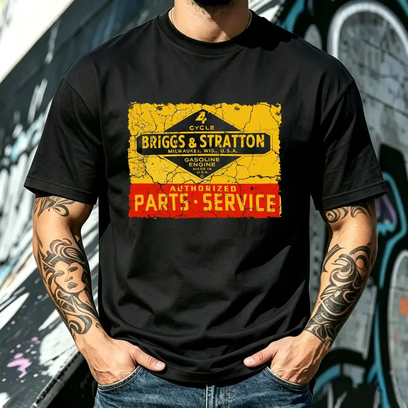 washed T Shirt Best Match Briggs Stratton 2 logo Classic Premium Man Woman Size S 5XL vintage Washed Soft Comfortable Casual