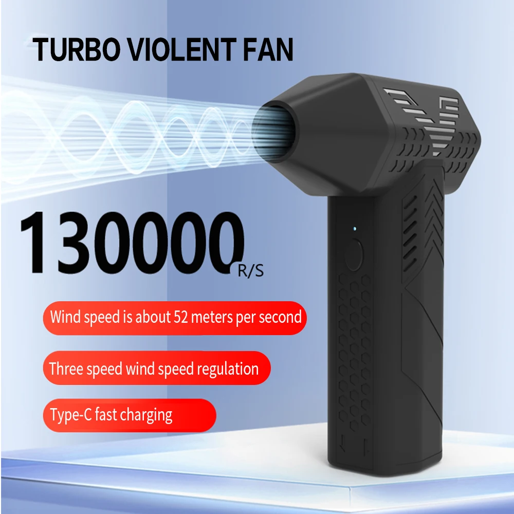 

130000 RPM Turbo Jet Fan 52m/s Air Blower Wireless Handheld Portable Dust Blower Brushless Motor Car Fan Dusting Cleaning Tools