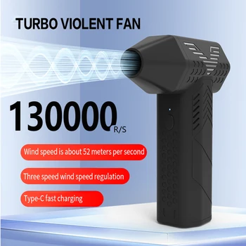 130000 RPM Turbo Jet Fan 52m/s Air Blower Wireless Handheld Portable Dust Blower Brushless Motor Car Fan Dusting Cleaning Tools