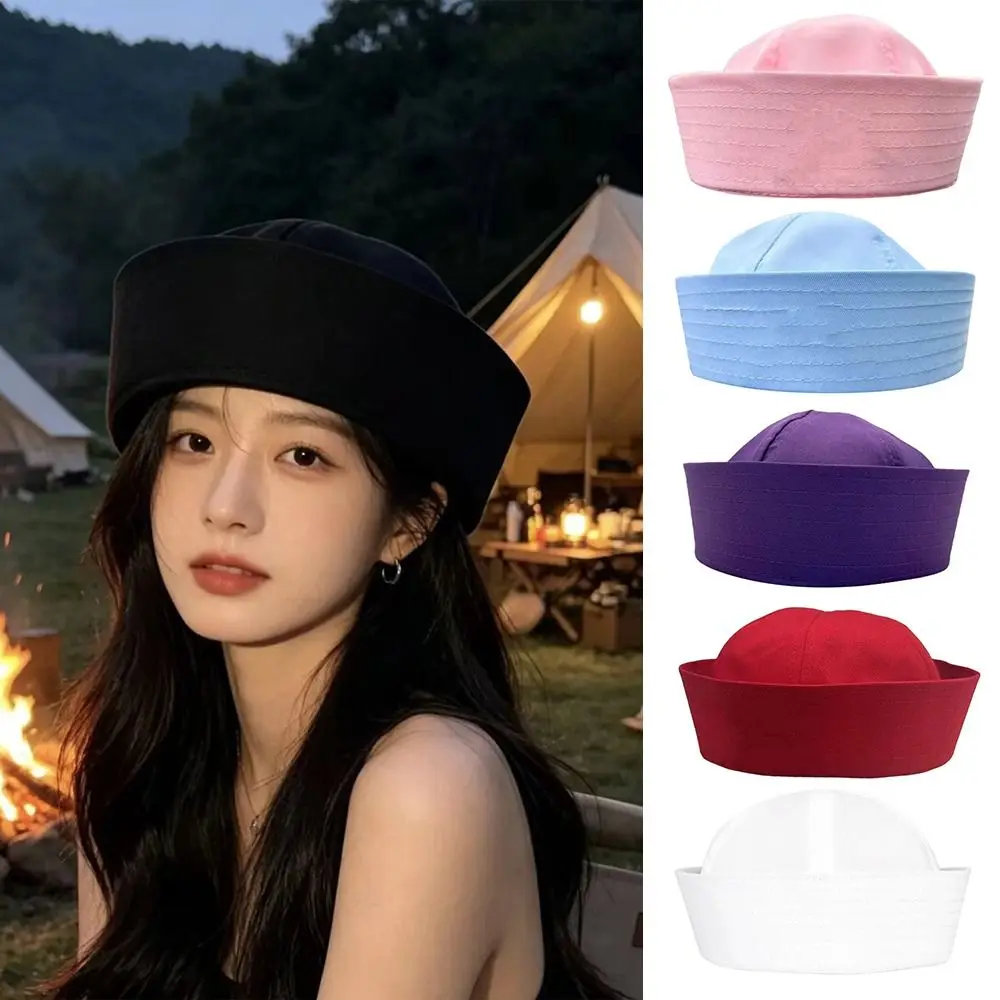 New Cotton Sailor Hat Solid Color Soft Marine Cap Brimless Sailor Costume Hat Party