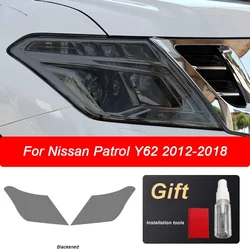 2 Pcs Car Headlight Protective Film Headlamp Vinyl Transparent Black TPU Sticker For Nissan Patrol Y62 2012-2018 Accessories