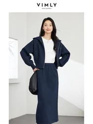 VIMLY Commuter Casual Zipper Cardigan Sweatshirt Skirt Sets  Women Tracksuit Suits Fall/Winter Outfits Sets Simple Sportswear