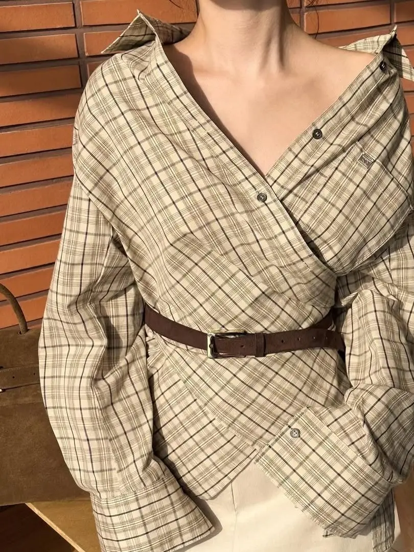 

Модная женская блузка с V-образным вырезом в стиле ретро Dongda Gate, с эффектом утонченности, два варианта ношения