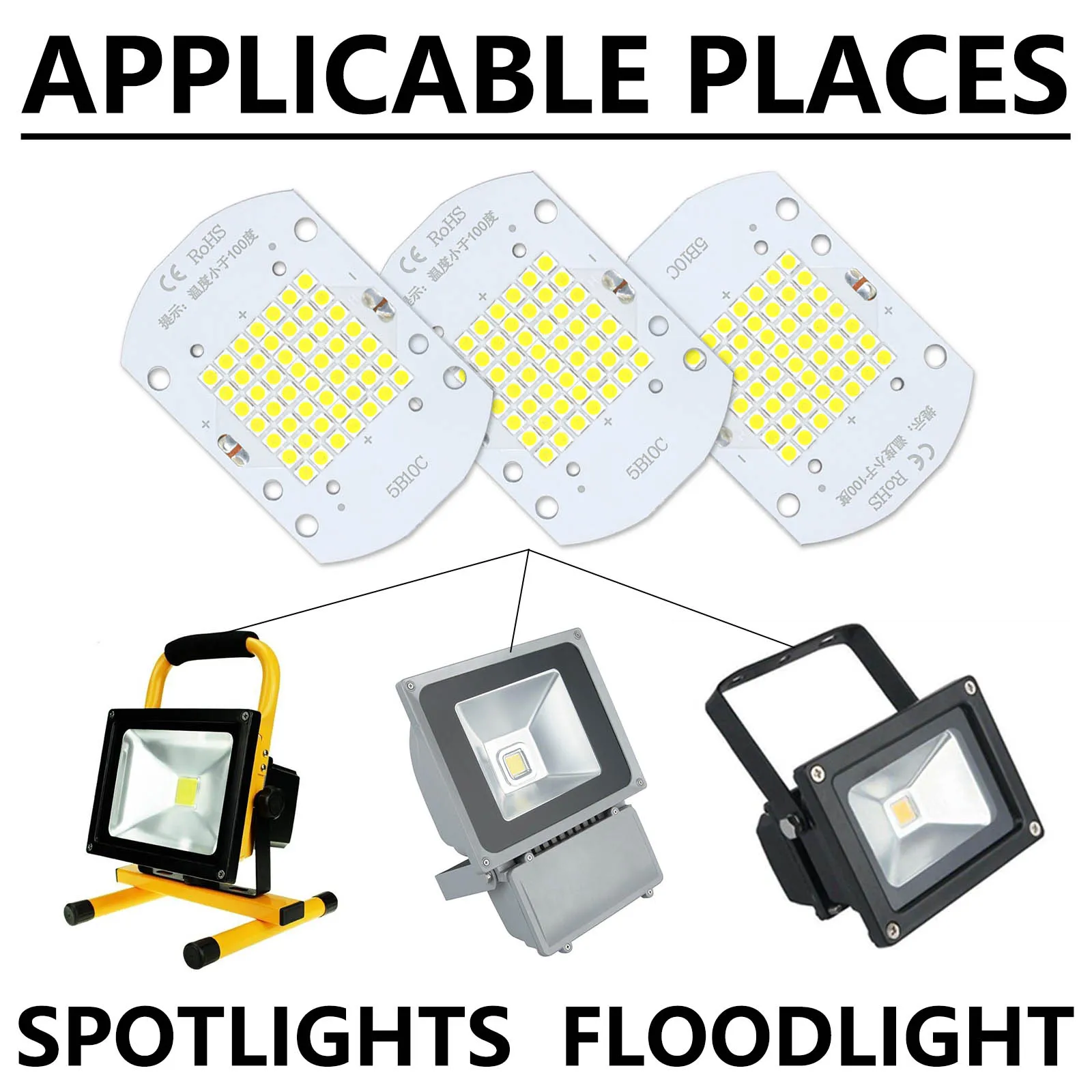 LED Floodlight PCB 50W SMD3030 DC30-32V 1350-1450mA 5500LM LED Lamp LED PCB Board Aluminum Plate For LED Cold White 6000-6500K