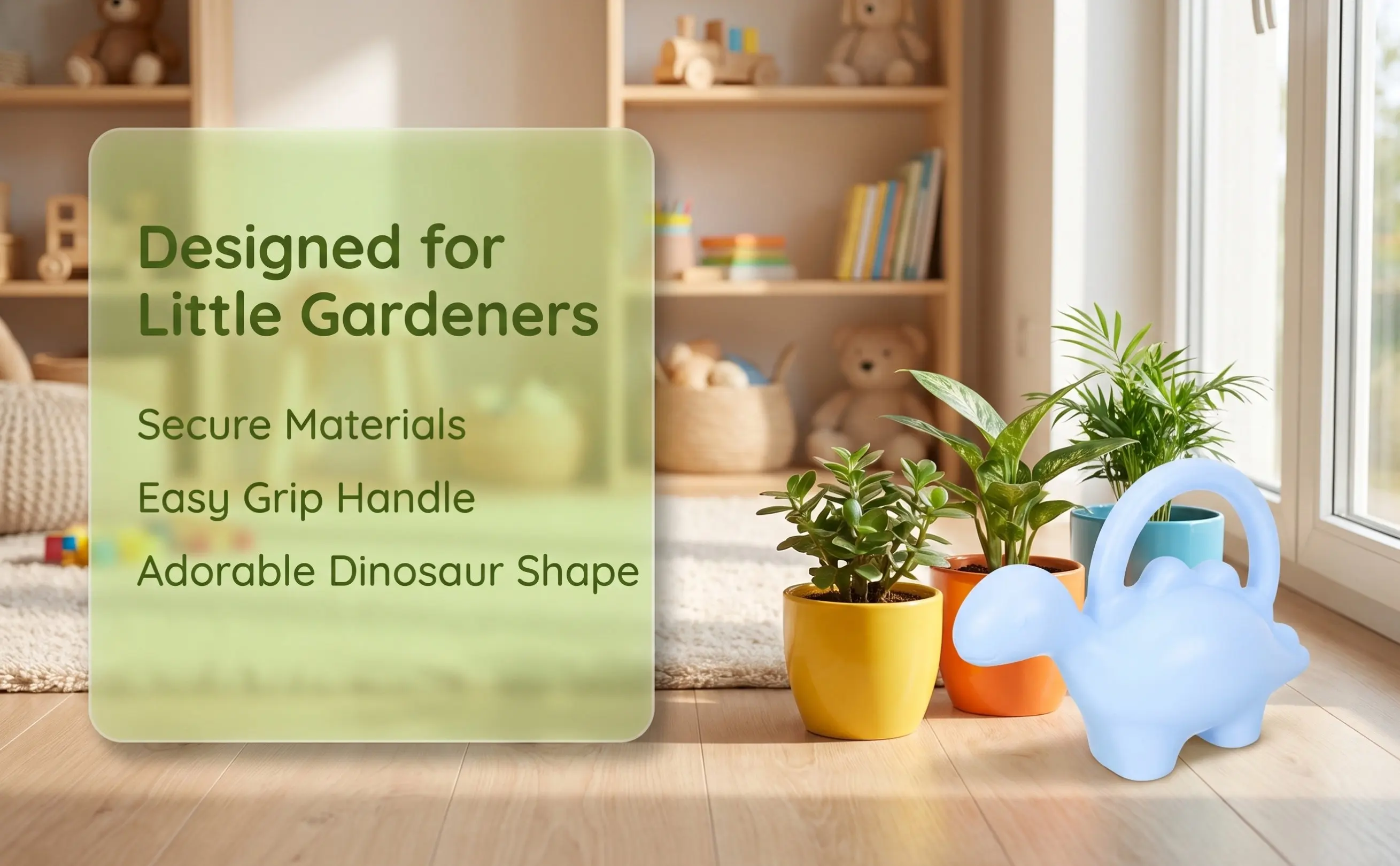 2Pcs Watering Can Dinosaur Design Premium Material Large Capacity Gardening Watering Kettle for Plants Flowers Indoor Use