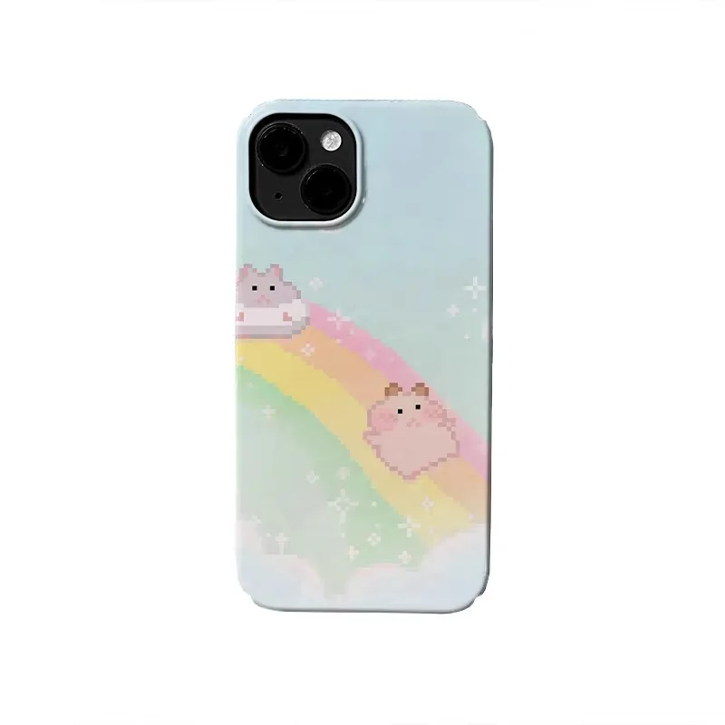 

Ins Korean Rainbow Cute Mouse Case for IPHONE 17 16 ProMax 15 14 Plus 13 12 MINI 11 PRO 16Plus XR XS MAX SE Acrylic Phone Cover