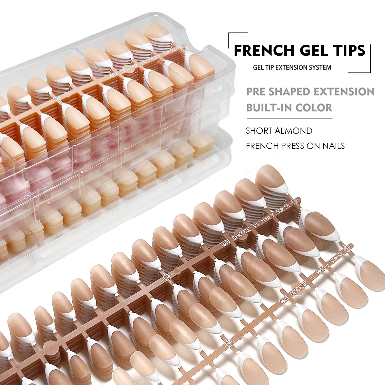 120pcs French Tips Press on Nails Pre-applied Tip Primer and Base Coat 15 Sizes Pre-french Soft Gel Fake Nail for Nail Extension