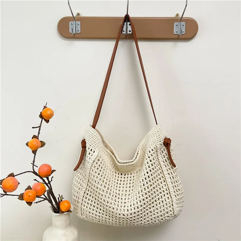 

2025 New Ladies Large Capacity Summer Straw Bag, Fashion Simple Trend Ladies Beach Bag, Travel Daily Shoulder Bag