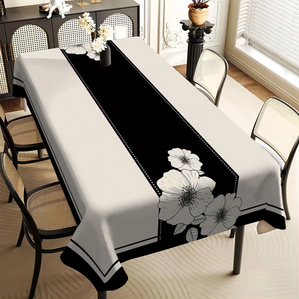 1pc Modern Theme Floral Creative Print Tablecloth Practical for Festive Parties Restaurants Home Kitchen Desktop Table Cover