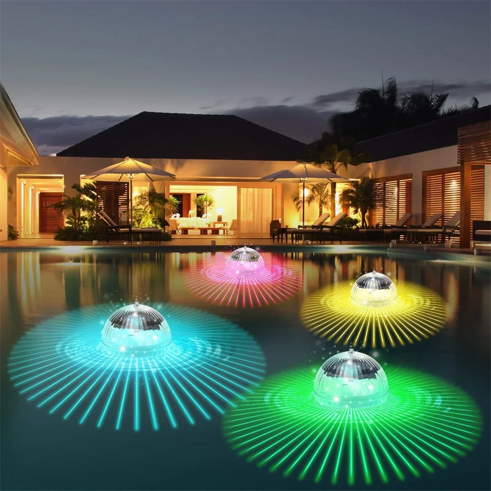 Solar Powered Water Drift Lamp Multi-color Underwater Swimming Pool Fountain Lake Decoration Light Garden Yard LED Disco Light