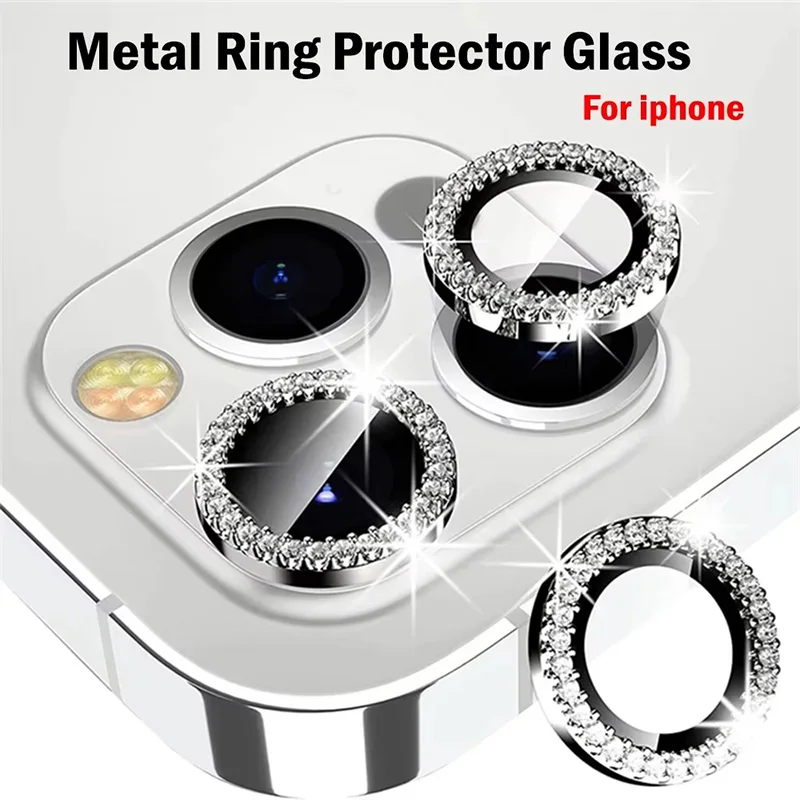 

Glitter Diamond Rhinestone Camera Lens Protector for iPhone 17 16 15 14 Pro Max Plus 13 12 Mini 11 17 Air Ring Cover Case Film