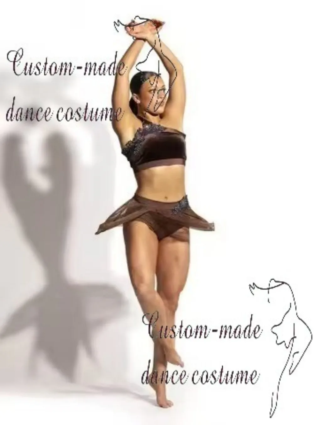 

Элегантный и лирический детский танцевальный костюм с открытой спиной и юбкой для бальных танцев с принтом из спандекса