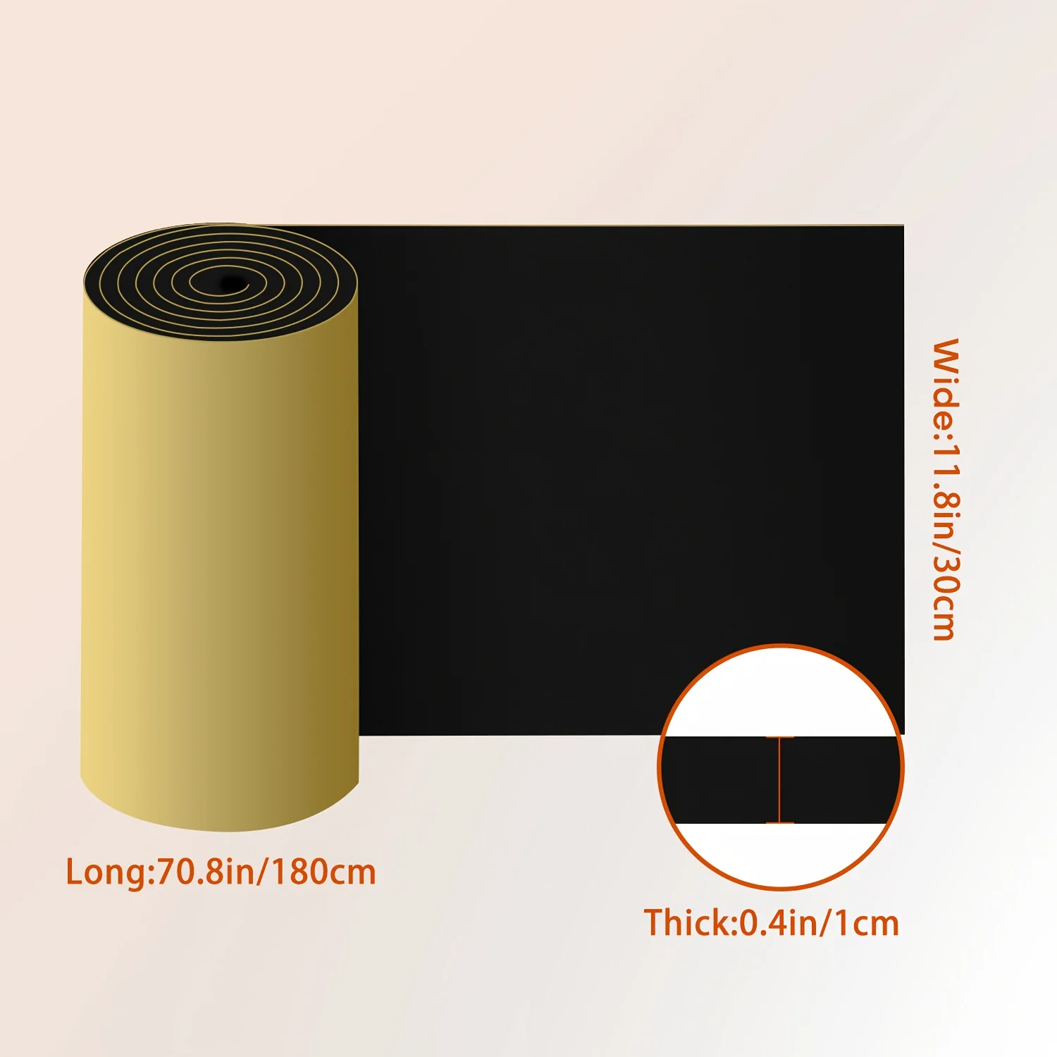 High Density Self-Adhesive Soundproof Roll 70.8x11.8x0.4 Inch - Heat Insulation Acoustic Foam for Studio, Car Noise Reduction
