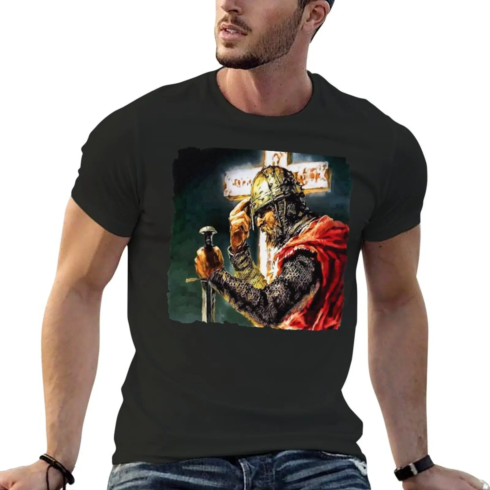 Crusader Knight Usyk Champion T-Shirt plain customs t shirts for men cotton