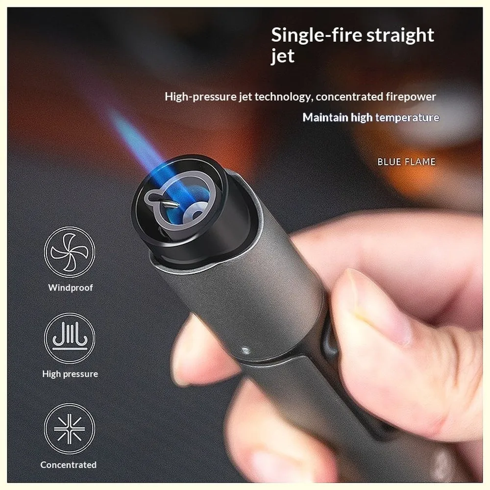 Hot selling Cigar Needle Holder Cigar with Powerful Power, Blue Flame Direct Charge Windproof Butane Simplicity Lighter