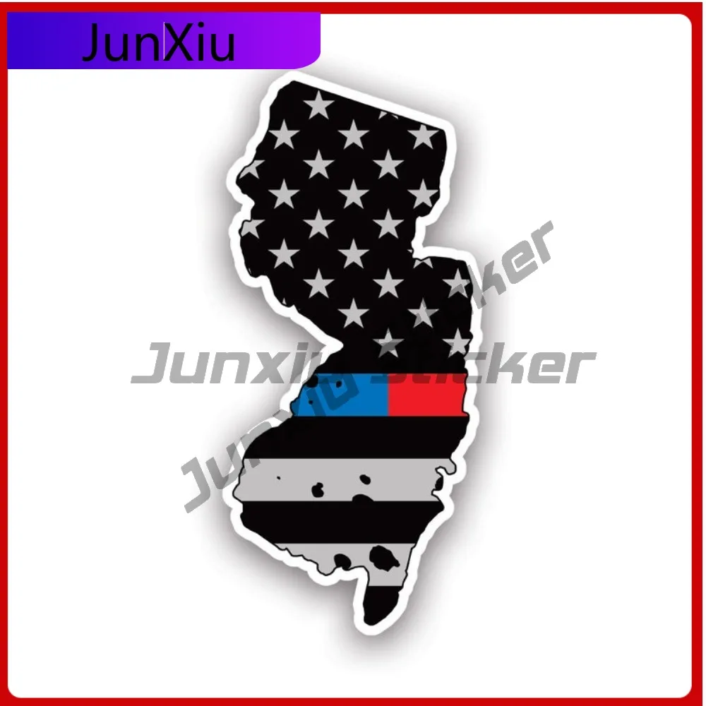

Distressed Thin Blue Red Line New Jersey State Shaped Subdued Us Flag Sticker Uv Protected Decals State Flag Patriotic Car