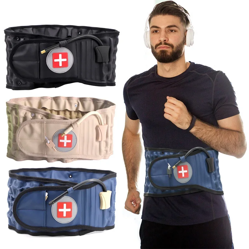 Decompression Lumbar Support Belt Waist Air Traction Brace Spinal Back Relief Belt Backach Pain Release Massager Unisex