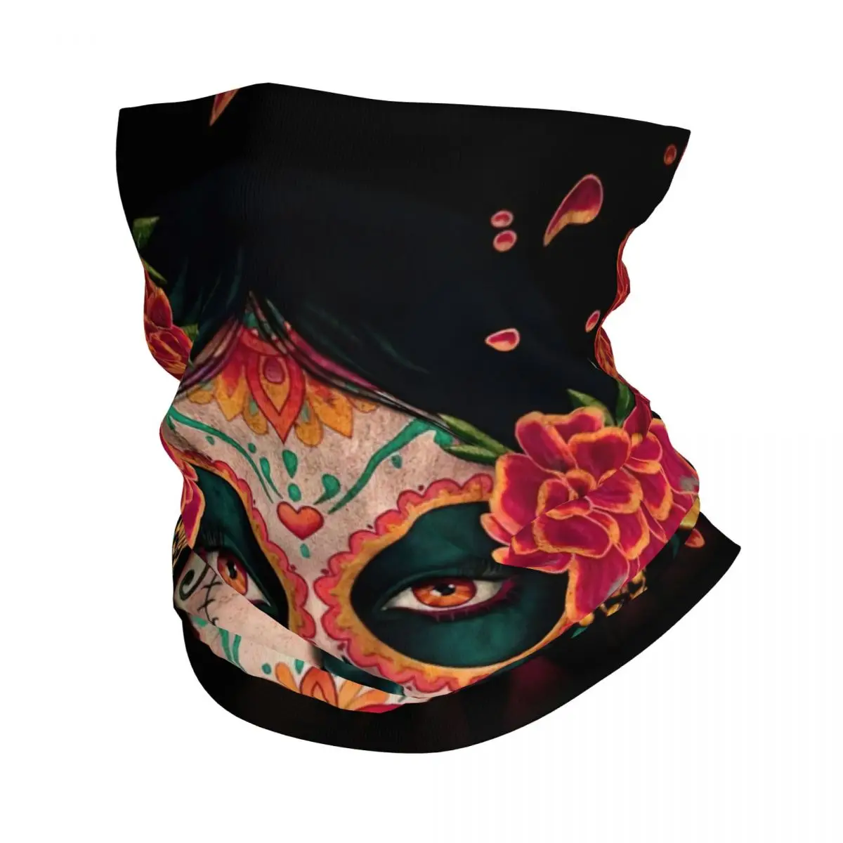 

Sugar Skull Halloween Bandana Neck Gaiter Printed Santa Muerte Balaclavas Face Mask Scarf Cycling Fishing Men Adult Windproof