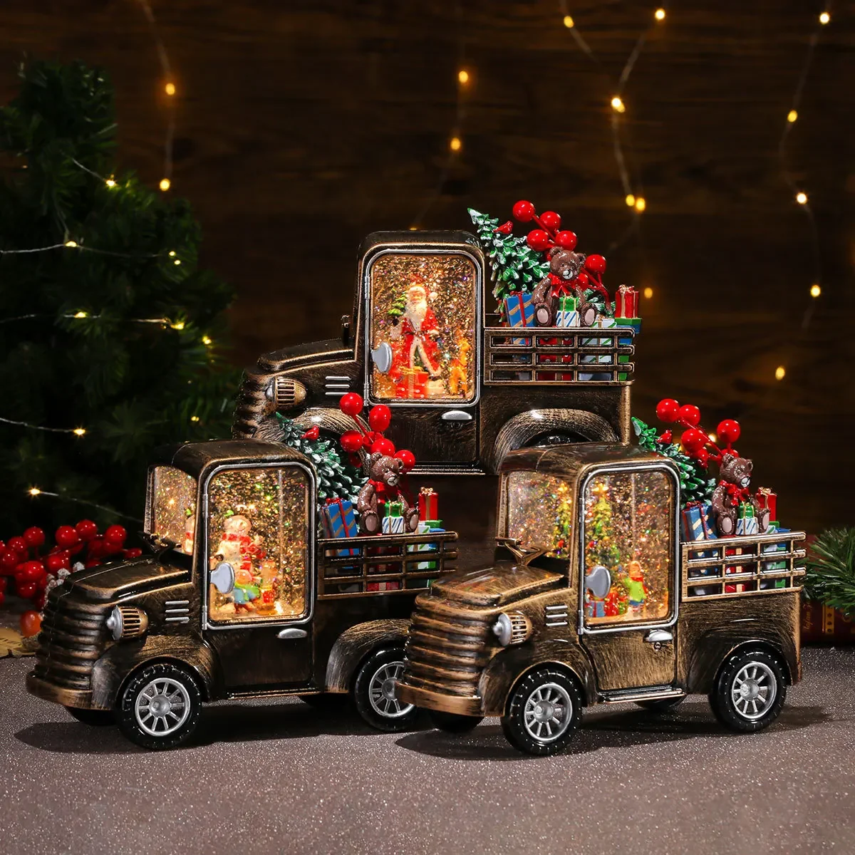 New Christmas Rotating Luminous Car Ornaments, Christmas Music Box, Christmas Gift Decorations, Night Lights