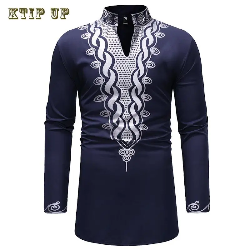 Camisa de longitud media para hombre, ropa musulmana, cuello de pie, estampado dorado, Oriente Medio, Dubai, Arabia Saudita, Islam, negro