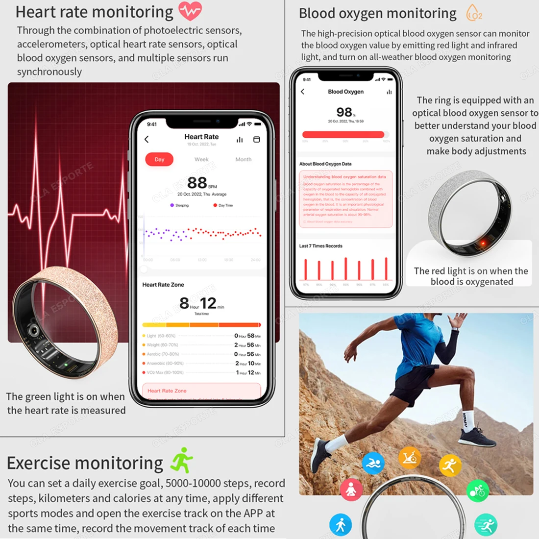 Christmas Gift Smart Ring with Charging Case for Men Women, Health and Sleep Monitor, 5ATM Waterproof Multi-sport Mode Smartring