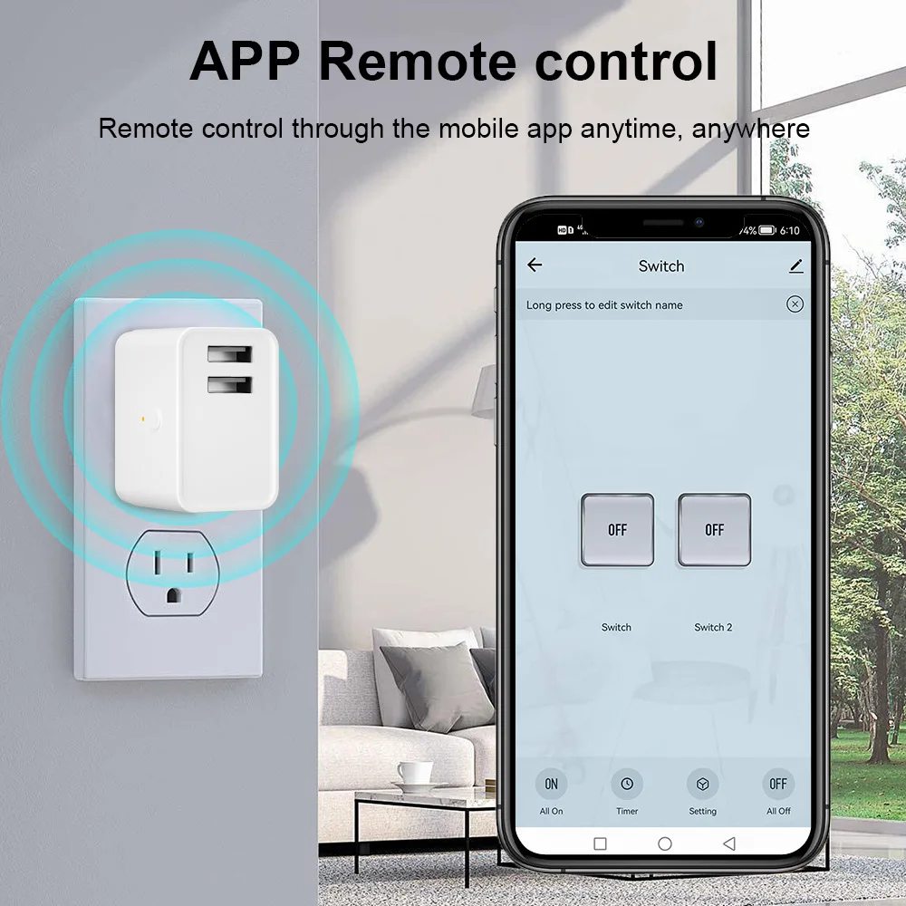 Tuya WiFi/Zigbee Mini 2 USB Adapter Charge Plug Dual Ports Smart Life APP Control Smart Timing Adaptor Support Alexa Google Home