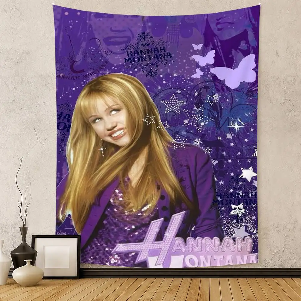 H-Hannah M-Montana Flag Digital Printing Banner for Garage Wall Out Door Decoration