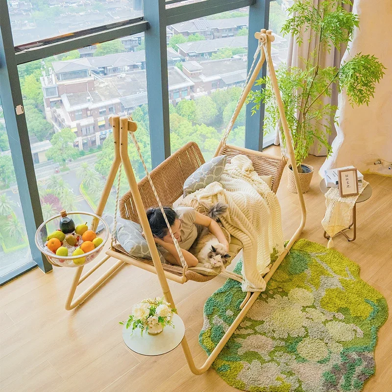 Stroking cats swing indoor balcony hanging chair outdoor patio chair