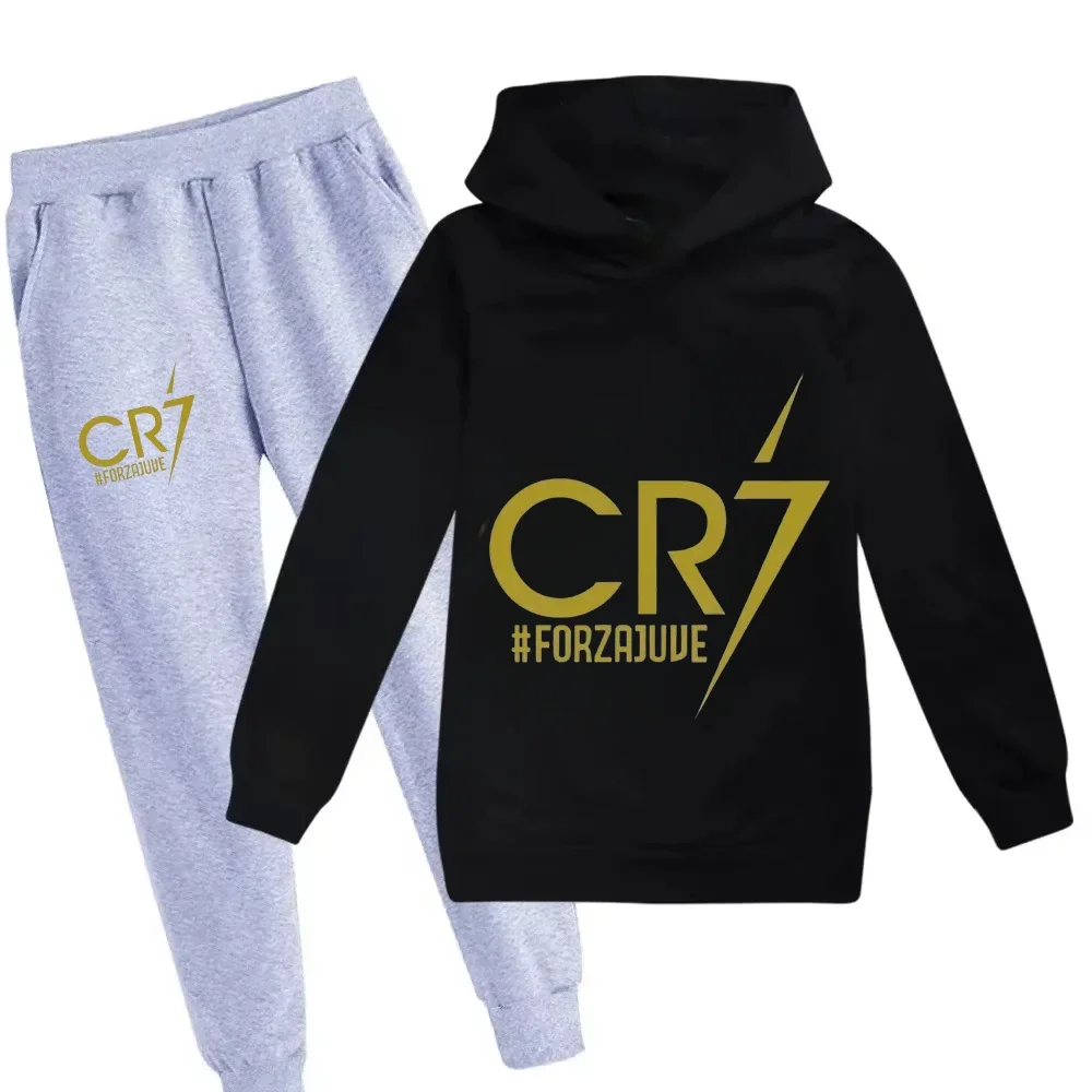 الشتاء كرة القدم CR7 هوديي + السراويل دعوى 2 قطعة مجموعة الصبي رياضية الخريف البلوز مجموعة الأطفال رياضية 3-12 سنة ملابس الاطفال #4