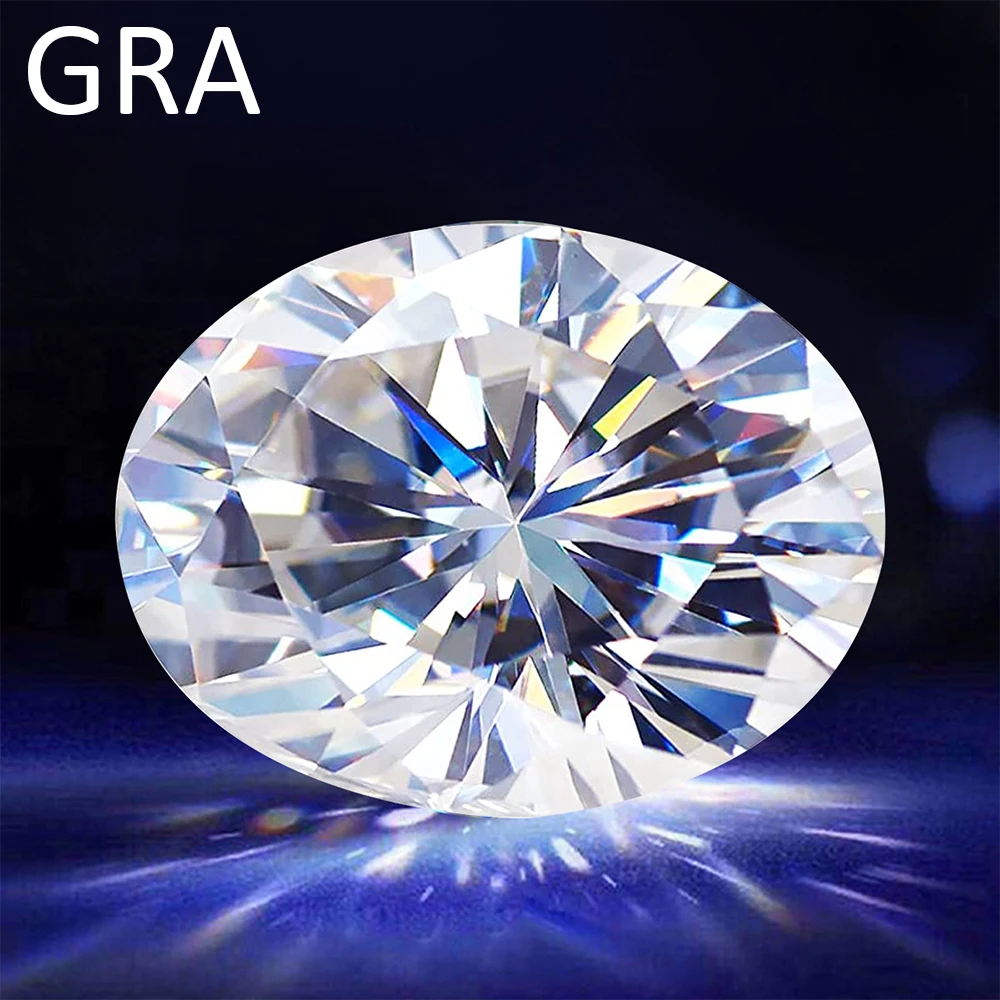 จริงรูปไข่ Moissanite หลวมอัญมณี0.1ct To 8ct D สี VVS1ที่ยอดเยี่ยม Pass เพชรเครื่องทดสอบ GRA ใบรับรองหมั้น